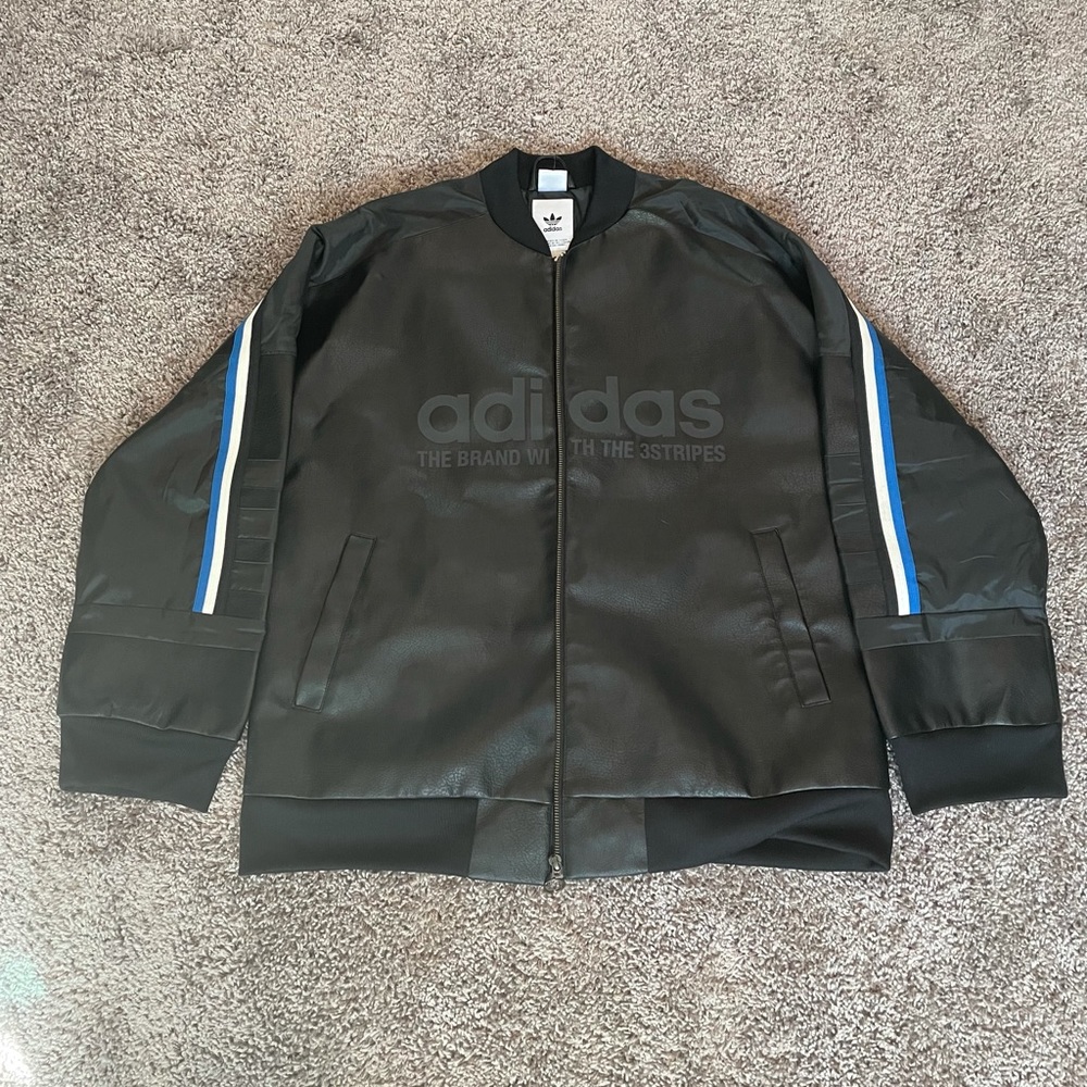 Oversized adidas leather jacket